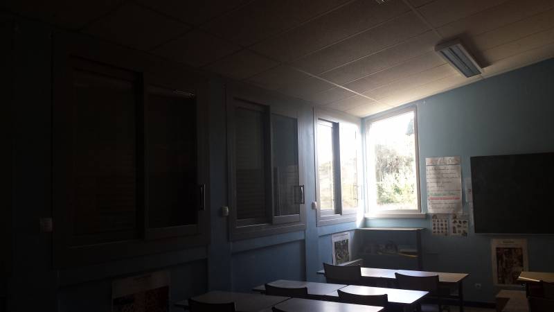 Volets roulants fermés dans la classe